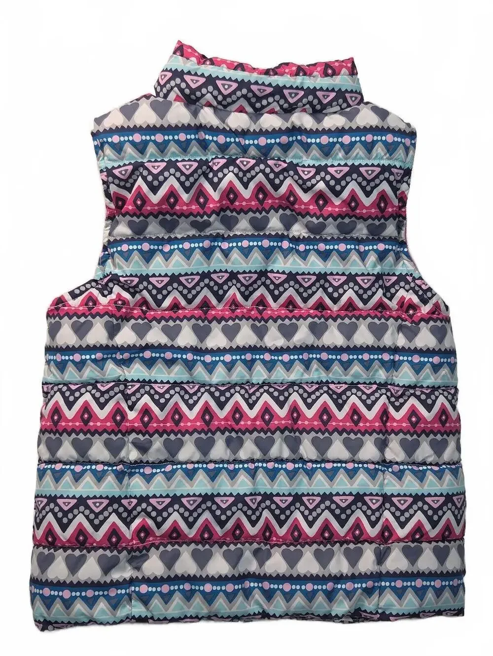 Gymboree Girls' Pink and Multi-Color Patterned Puffer Vest Size M 7-8